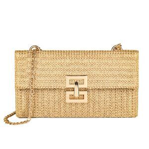 8089 Straw Chain Clutch Purses Woven Envelope Handbag Shoulder/Crossbody